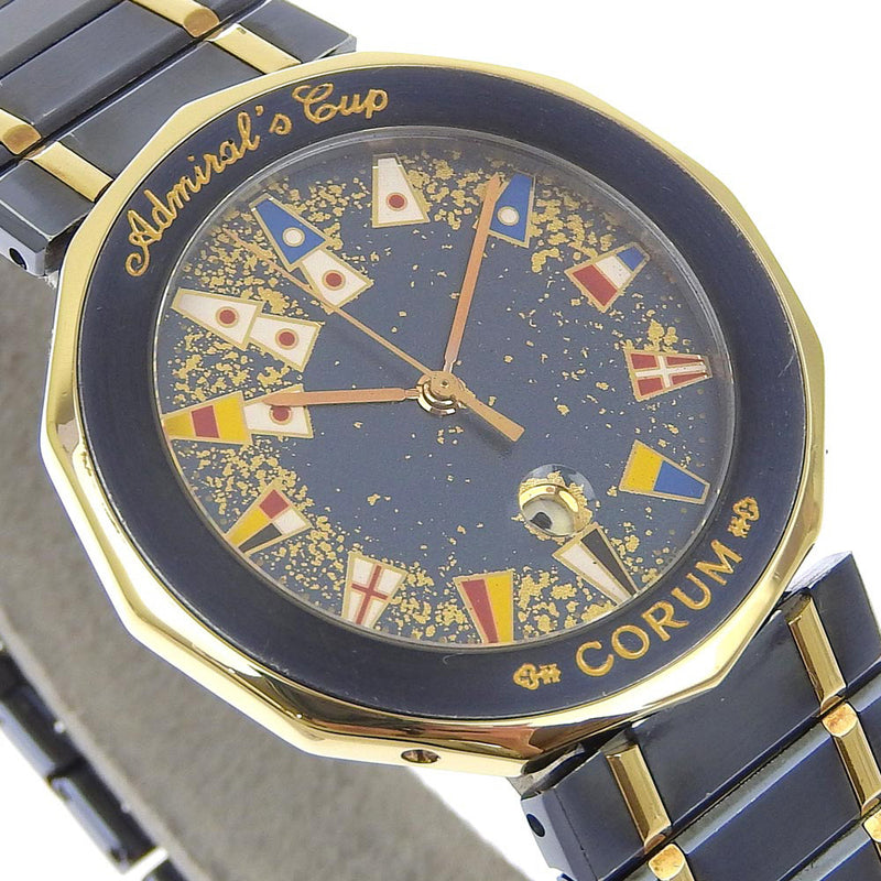 【CORUM】コルム
 アドミラルズカップ 腕時計
 99.810.31V-552 ガンブルー×YG クオーツ アナログ表示 ネイビー文字盤 Admirals cup メンズ