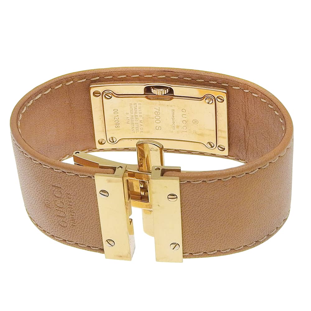 GUCCI グッチ バングルウォッチ 時計 SS⁄レザー 7800ライトブラウン