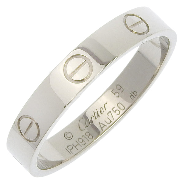 [Cartier] Cartier 
 Mini anillo de amor No. 18.5 Anillo / anillo 
 K18 Gold blanco aproximadamente 3.8g mini amor anillo de amor para hombres un rango