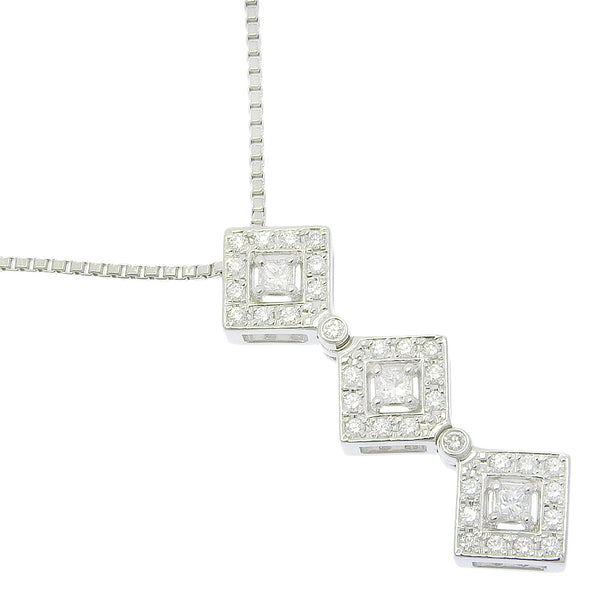 [타사키] 타사키 
 목걸이 
 K18 화이트 골드 X PT850 플래티넘 X 다이아몬드 0.59 약 10.1g Ladies A+Rank.