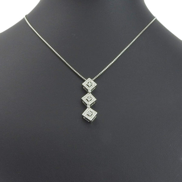 [타사키] 타사키 
 목걸이 
 K18 화이트 골드 X PT850 플래티넘 X 다이아몬드 0.59 약 10.1g Ladies A+Rank.