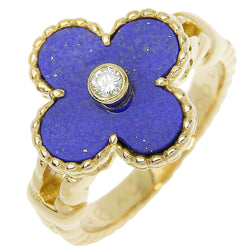 [VAN CLEEF & ARPELS] Van Cleef & Arpel Alhambra 13 Ring 18KYellow Gold x Lapis Lazuli x Diamond Flower Approximately 7.2g ALHAMBRA Ladies A-Rank