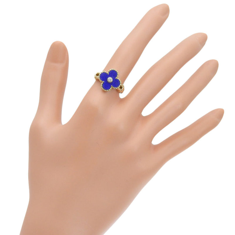 [VAN CLEEF & ARPELS] Van Cleef & Arpel 
 Alhambra No. 13 Ring / Ring 
 K18 Yellow Gold x Lapis Lazuli x Diamond Flower Approximately 7.2g ALHAMBRA Ladies A-Rank