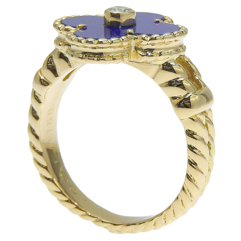 [Van Cleef & Arpels] Van Cleef y Arpel Alhambra 13 Anillo / anillo 18KOro amarillo x lapis lazuli x flor de diamante aproximadamente 7.2g alhambra damas a-rank