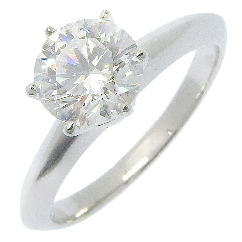 [Tiffany & co.] Tiffany 
 Solitaire No. 7.5 Anillo / anillo 
 PT950 Platinum X Diamond 1.034 grabado alrededor de 4.0g Solitario Damas A+Rango