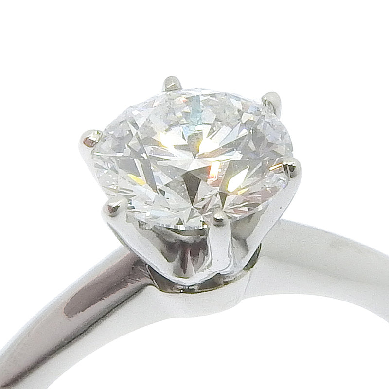 [Tiffany & co.] Tiffany 
 Solitaire No. 7.5 Anillo / anillo 
 PT950 Platinum X Diamond 1.034 grabado alrededor de 4.0g Solitario Damas A+Rango