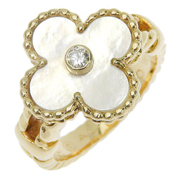 [Van Cleef & Arpels] Van Cleef y Arpel Alhambra No. 9 Anillo / anillo 18KConcha blanca de oro amarillo aproximadamente 7.5 g de alhambra damas un rango