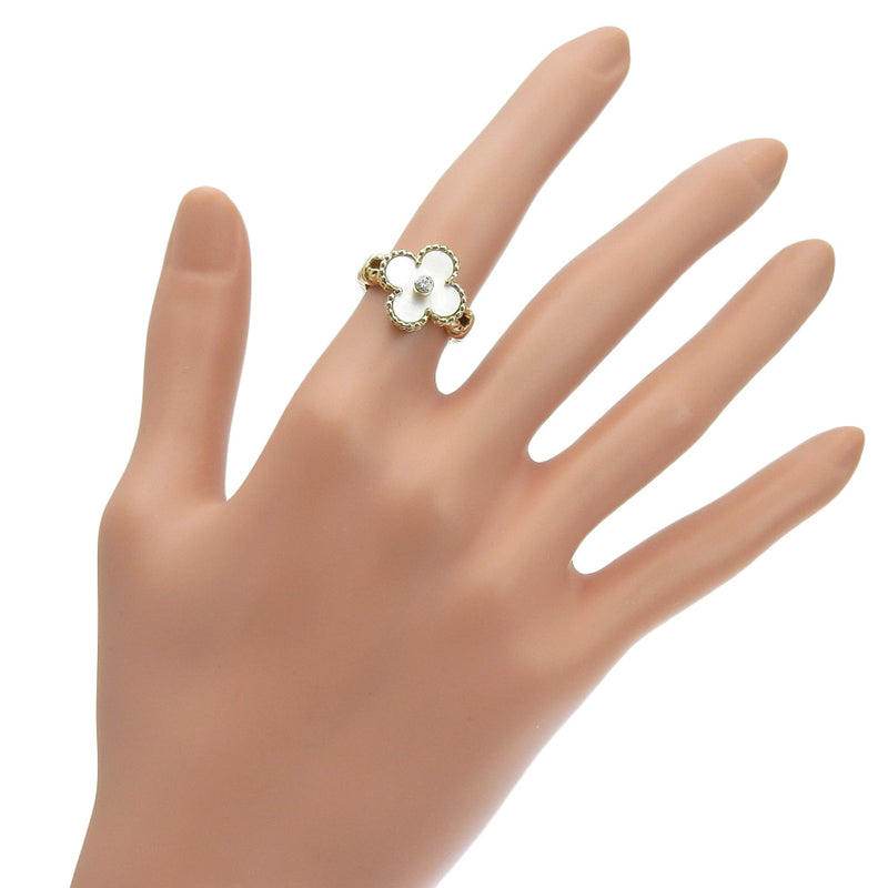 [Van Cleef & Arpels] Van Cleef & Arpel Alhambra No. 9 Ring / Ring K18 Shell blanc en or jaune environ 7,5 g Alhambra Mesdames A Rank A