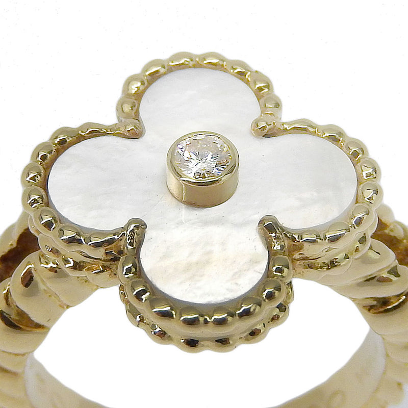 [Van Cleef & Arpels] Van Cleef y Arpel Alhambra No. 9 Anillo / anillo 18KConcha blanca de oro amarillo aproximadamente 7.5 g de alhambra damas un rango