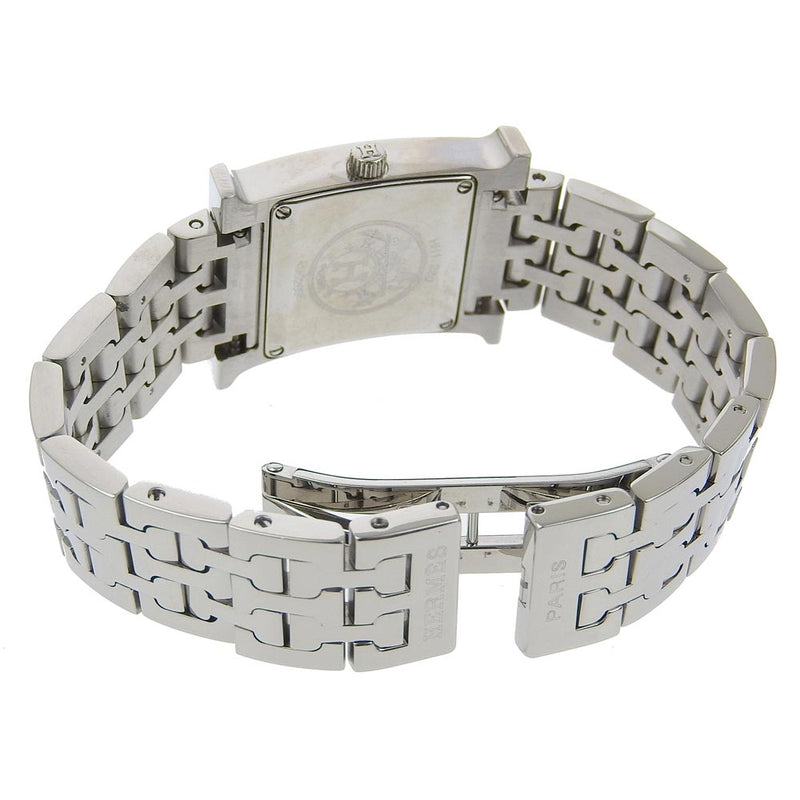 【HERMES】エルメス
 Hウオッチ 腕時計
 ダイヤベゼル HH1.230 ステンレススチール クオーツ アナログ表示 シルバー文字盤 H watch レディースA-ランク