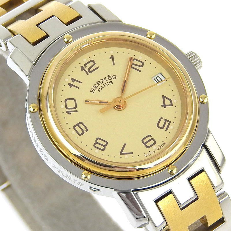 [Hermes] Hermes 
 Reloj de pulsera de clipper 
 Combi CL3.210 Acero inoxidable x chapado de oro Cirazo de oro Pantalla analógica de beige Dial Clipper Ladies A-Rank