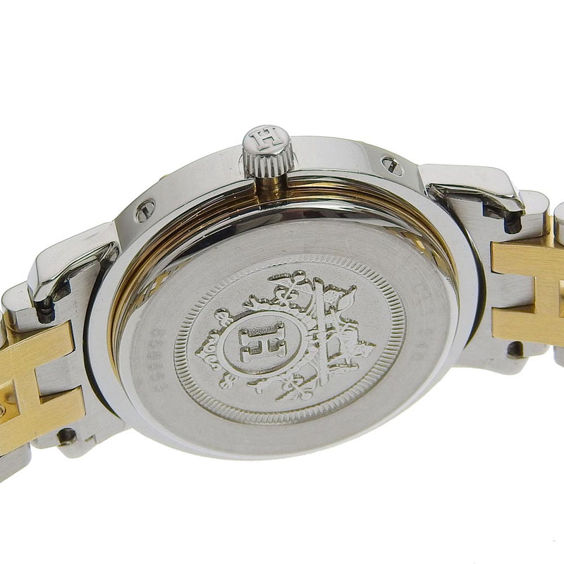 【HERMES】エルメス
 クリッパー 腕時計
 コンビ CL3.210 ステンレススチール×金メッキ ゴールド クオーツ アナログ表示 ベージュ文字盤 Clipper レディースA-ランク