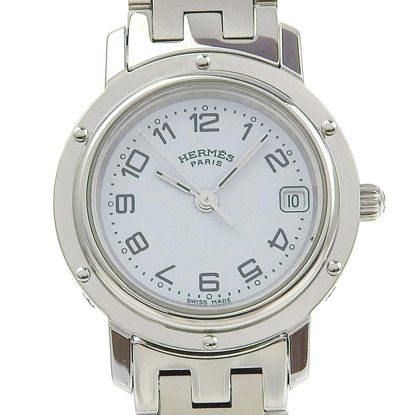 [HERMES] Hermes 
 Clipper wristwatch 
 CL4.210 Stainless steel White Quartz Analog display White Dial Clipper Ladies A-Rank