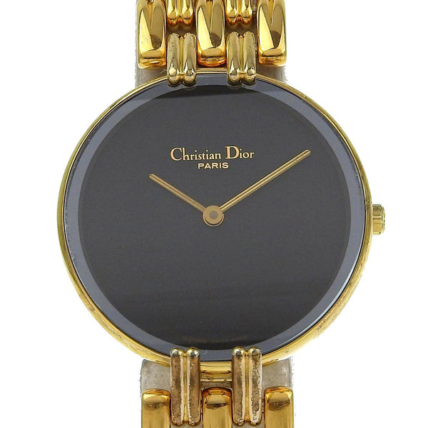 [Dior] Christian Dior 
 Bagira Watch 
 D46-154-4 Gold plating x stainless steel gold quartz analog display black dial BAGIRA Ladies