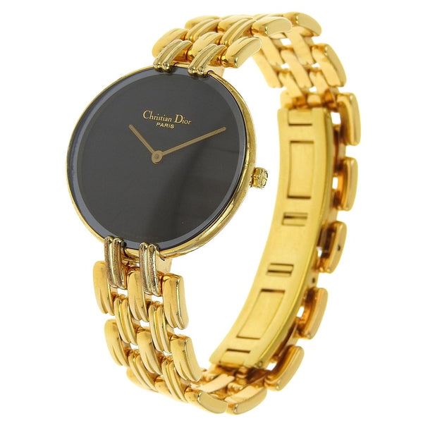 【Dior】クリスチャンディオール
 バギラ 腕時計
 D46-154-4 金メッキ×ステンレススチール ゴールド クオーツ アナログ表示 黒文字盤 Bagira レディース
