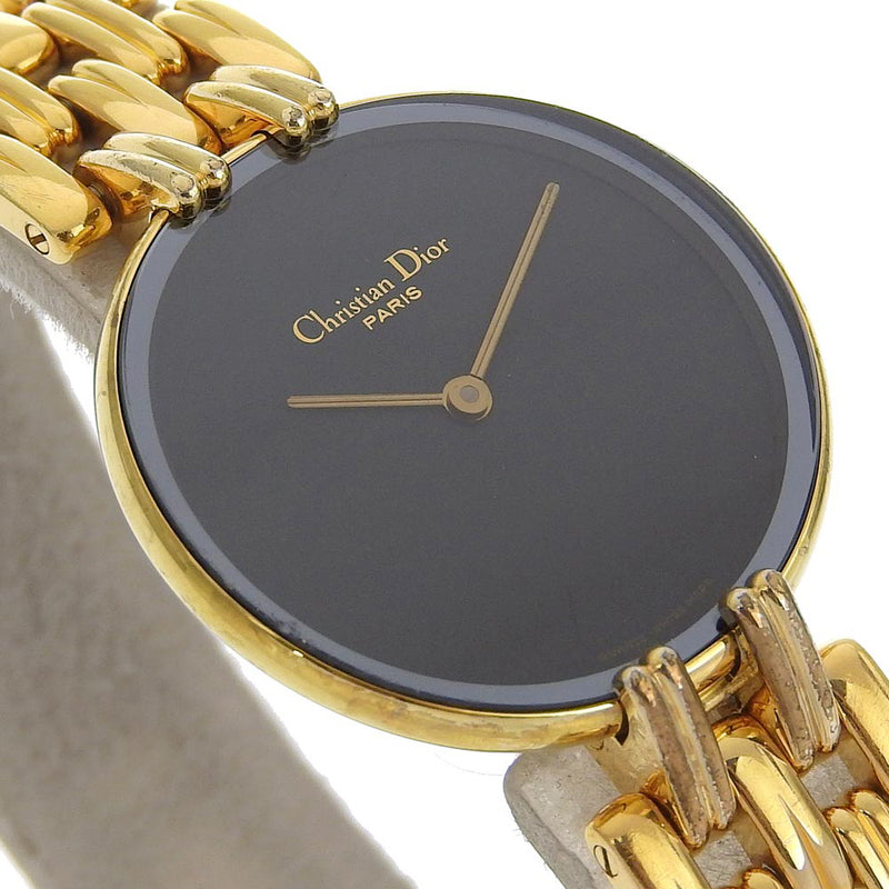 【Dior】クリスチャンディオール
 バギラ 腕時計
 D46-154-4 金メッキ×ステンレススチール ゴールド クオーツ アナログ表示 黒文字盤 Bagira レディース