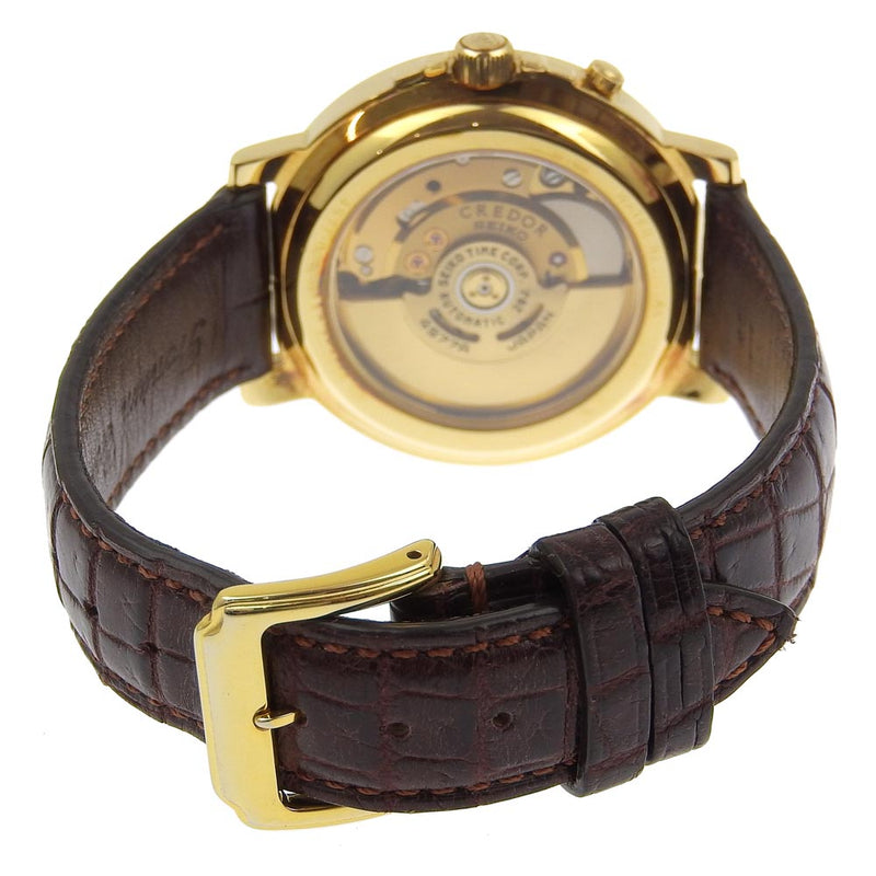 【SEIKO】セイコー
 クレドール 腕時計
 レトログラード 4S77-0010 K18イエローゴールド×クロコダイル 自動巻き 多針アナログ表示 ゴールド文字盤 CREDOR メンズA-ランク