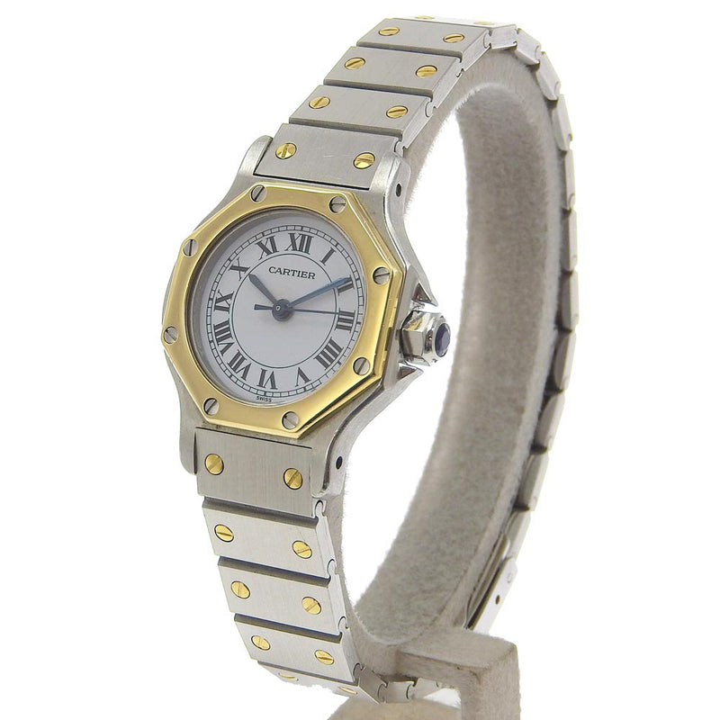 [Cartier] Cartier 
 Santos Occagon SM Watch 
 Combinación W2001683 Acero inoxidable x yg Gold Automático Dial blanco Santos Octágono SM Ladies
