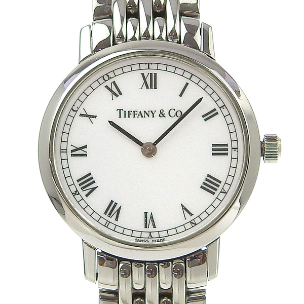 [Tiffany & Co.] Tiffany 
 클래식 라운드 시계 
 스테인레스 스틸 쿼츠 아날로그 디스플레이 흰색 다이얼 클래식 라운드 숙녀