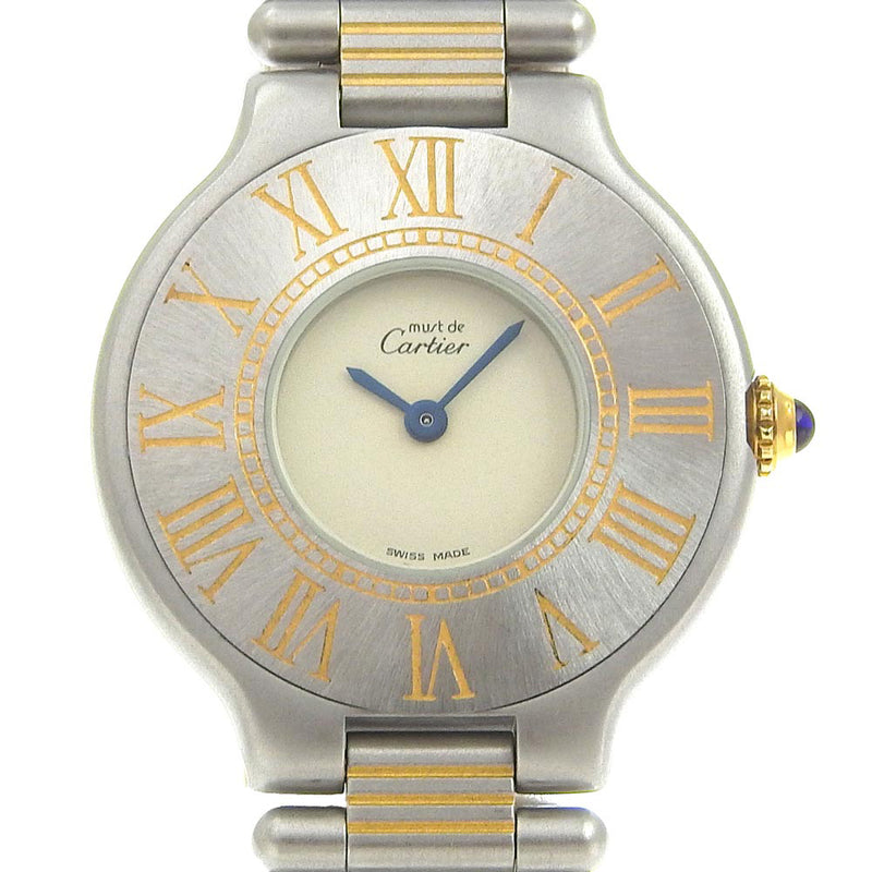 [Cartier] Cartier 
 Must 21 wristwatch 
 Stainless steel quartz analog display ivory dial Must21 Ladies A-Rank