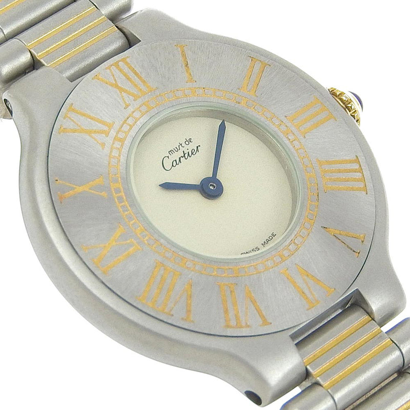 [Cartier] Cartier 
 Must 21 wristwatch 
 Stainless steel quartz analog display ivory dial Must21 Ladies A-Rank