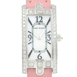 [Harry Winston] Harry Winston 
 Avenue C Mini Watch 
 AVCQHM16WW024 18KWhite Gold x Crocodile x Diamond Raspberry Pink Quartz Analog display White Shell Dial Avenue C mini Ladies A+Rank