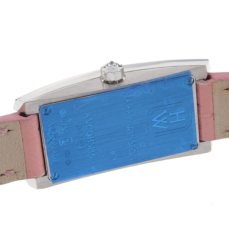 [Harry Winston] Harry Winston 
 Avenue C Mini Watch 
 AVCQHM16WW024 18KWhite Gold x Crocodile x Diamond Raspberry Pink Quartz Analog display White Shell Dial Avenue C mini Ladies A+Rank