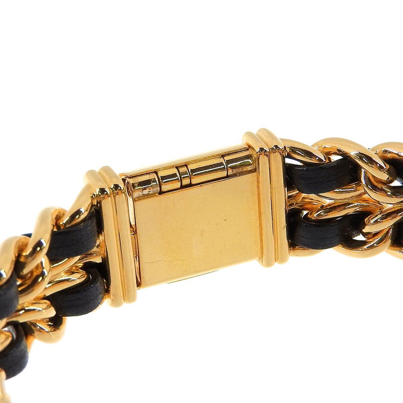 [Chanel] Chanel 
 Premiere l l -watch 
 Chapado dorado x cuero exhibición analógica de cuarzo de oro estreno en dial negro L Ladies A Rank