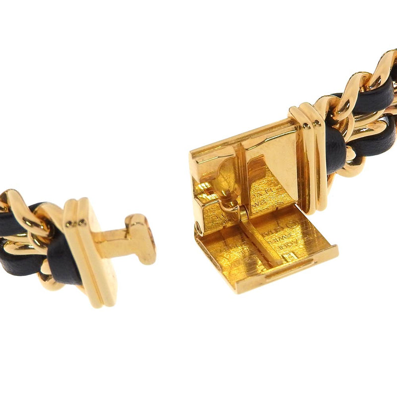 [CHANEL] Chanel 
 Premiere L L -watch 
 Gold plating x leather gold quartz analog display black dial Premiere L Ladies A rank