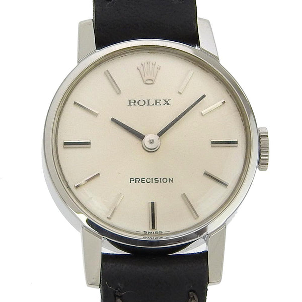 [Rolex] rolex 
 Reloj de precisión 
 Cal.1400 2649 Acero inoxidable x cuero de cuero -Damas de dial de plata caminantes