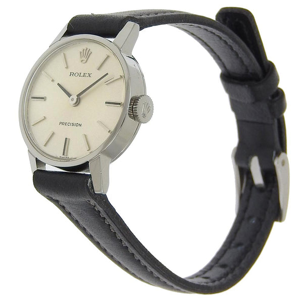[Rolex] rolex 
 Reloj de precisión 
 Cal.1400 2649 Acero inoxidable x cuero de cuero -Damas de dial de plata caminantes
