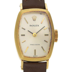 [ROLEX] Rolex 
 watch 
 Precision Cal.1400 2648 18KYellow gold x leather Hand Winding Gold dial ladies