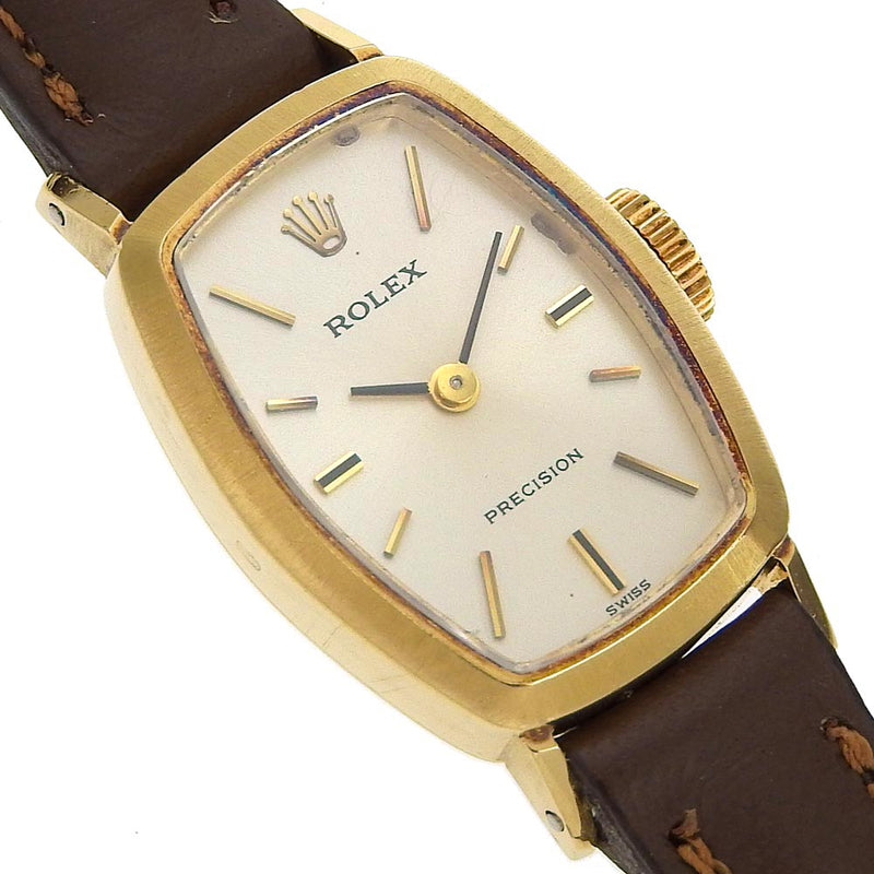 [ROLEX] Rolex 
 watch 
 Precision Cal.1400 2648 18KYellow gold x leather Hand Winding Gold dial ladies
