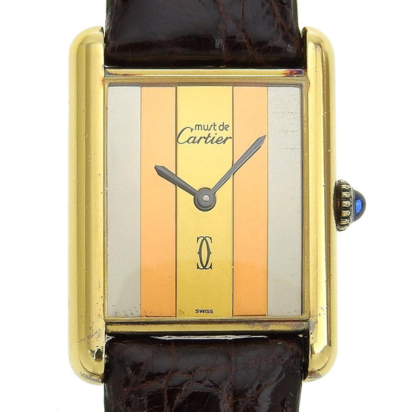 [Cartier] Cartier 
 Reloj de mástil tanque 
 Vermille Silver 925 × Crocodile Mano de color analógico Dial de oro Must Tank Ladies