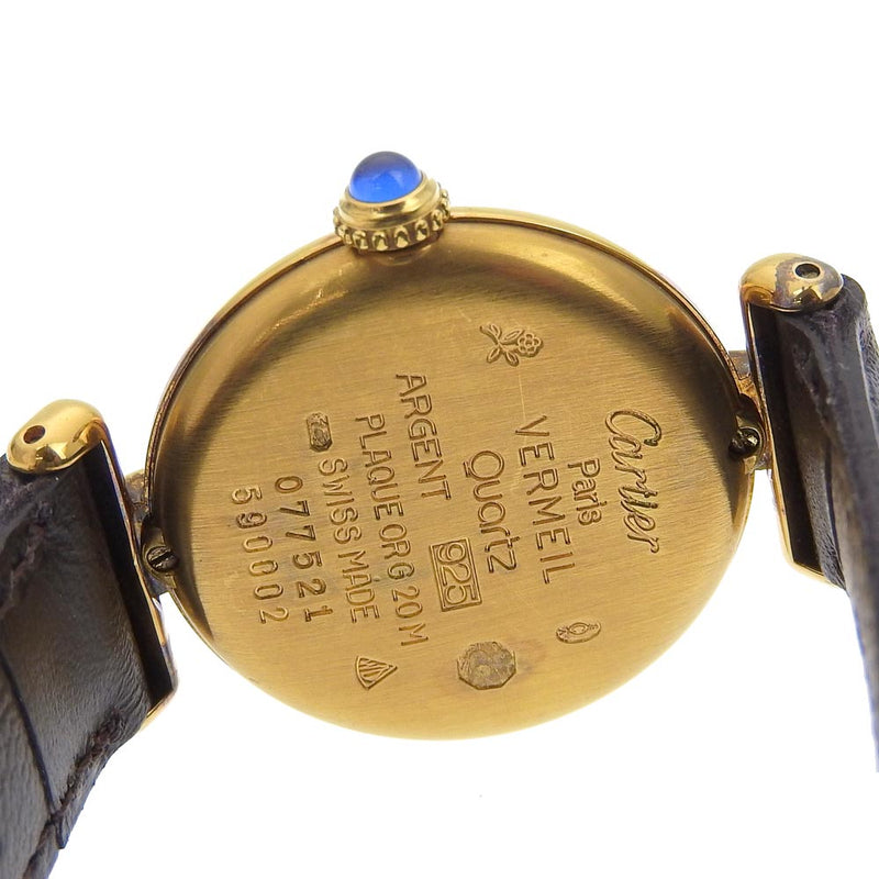 【CARTIER】カルティエ
 マストコリゼ 腕時計
 ヴェルメイユ 590002 シルバー925×レザー ゴールド クオーツ アナログ表示 アイボリー文字盤 Must-Collize レディース