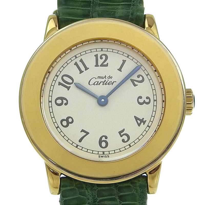 [Cartier] Cartier 
 Mastronde watch 
 Vermille Cal.157.06 1811 Silver925 x lizard gold Quartz Analog display white dial Must Rondo Ladies
