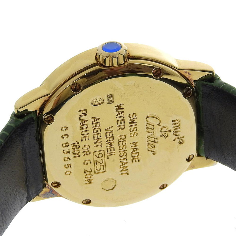 【CARTIER】カルティエ
 マストロンド 腕時計
 ヴェルメイユ cal.157.06 1811 シルバー925×リザード ゴールド クオーツ アナログ表示 白文字盤 Must Rondo レディース