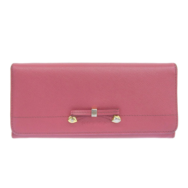 [Prada]PRADA Cinta de billetera larga 1M1132 SAFFIANO PEONIA Pink Snap Button Mujeres