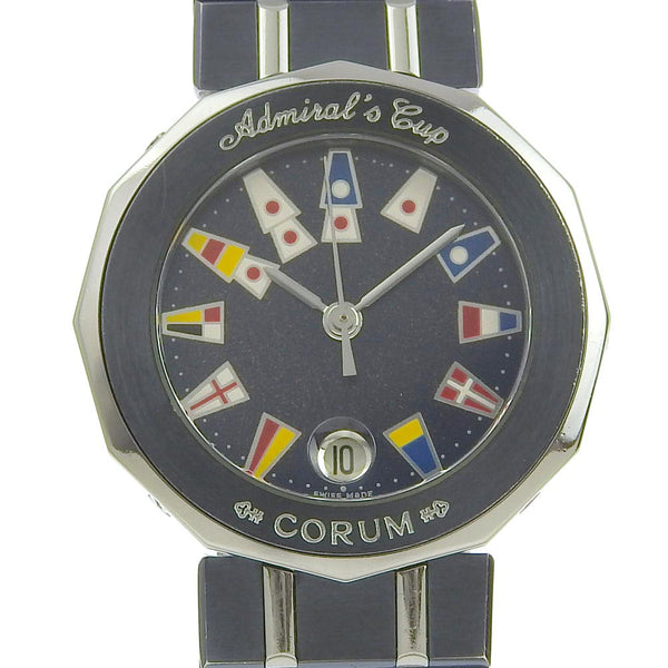 [CORUM] Corm 
 Admirals Cup Watch 
 39.610.30 V-50 Stainless steel x Gun blue navy quartz analog display navy dial ADMIRALS CUP Ladies