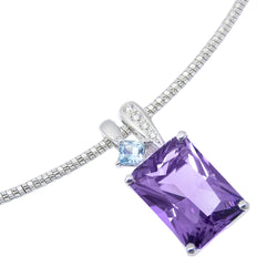 [TASAKI] Tasaki Necklace 18KWhite Gold x Amethyst x Aquamarine/Diamond 5.62/0.04 Engraved Stamp about 14.0g Ladies A-Rank