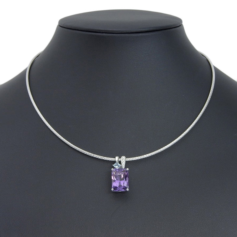 [TASAKI] Tasaki Necklace 18KWhite Gold x Amethyst x Aquamarine/Diamond 5.62/0.04 Engraved Stamp about 14.0g Ladies A-Rank