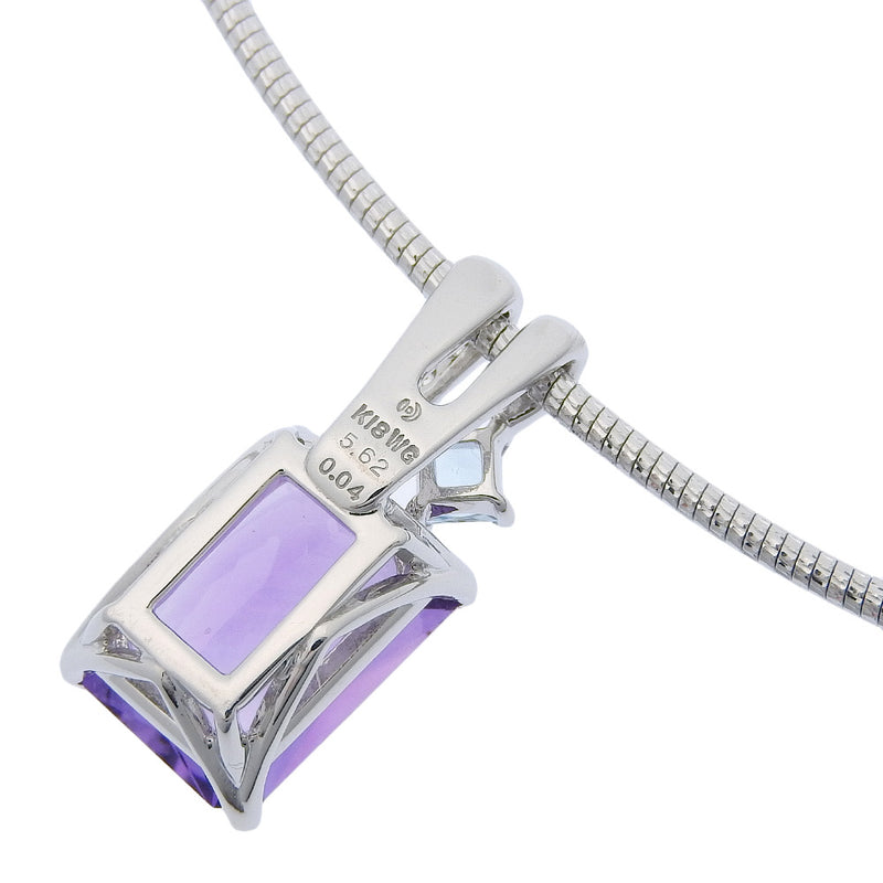 [TASAKI] Tasaki Necklace 18KWhite Gold x Amethyst x Aquamarine/Diamond 5.62/0.04 Engraved Stamp about 14.0g Ladies A-Rank