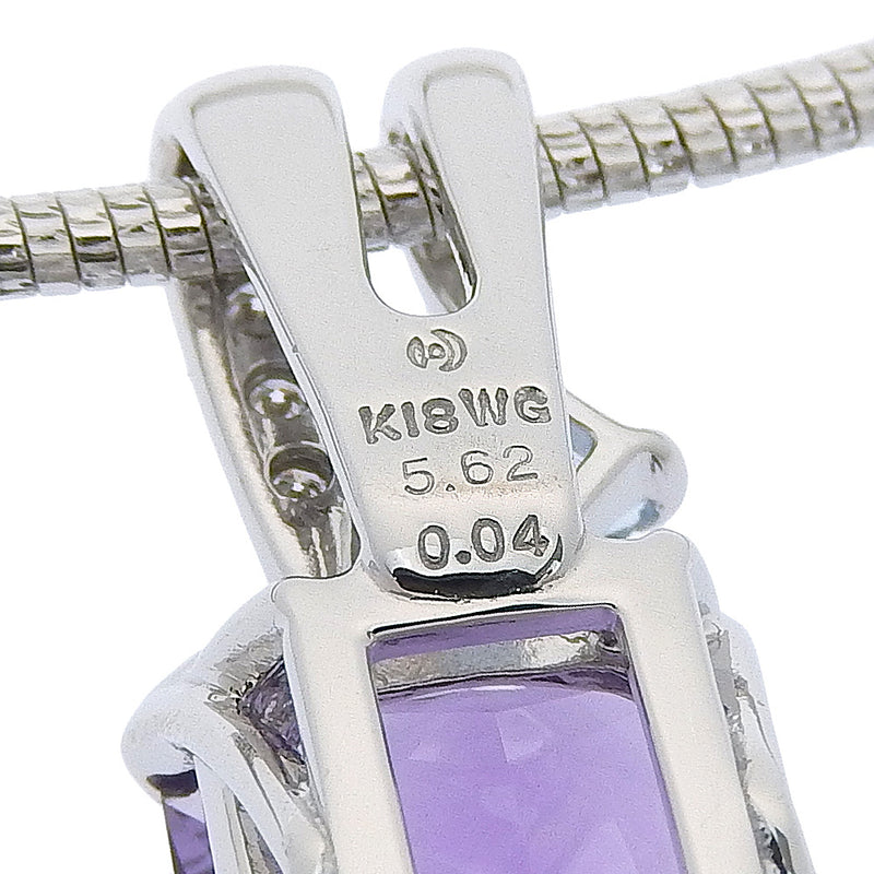 [TASAKI] Tasaki Necklace 18KWhite Gold x Amethyst x Aquamarine/Diamond 5.62/0.04 Engraved Stamp about 14.0g Ladies A-Rank