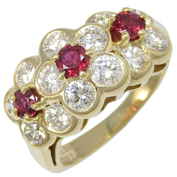 [VAN CLEEF & ARPELS] Van Cleef & Arpel Flower 5 Ring 18KYellow Gold x Ruby x Diamond Flower Approximately 4.8g Flour Ladies A+Rank