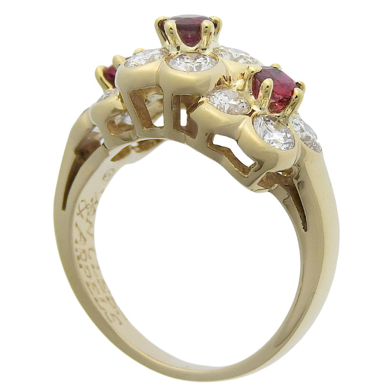 [VAN CLEEF & ARPELS] Van Cleef & Arpel Flower 5 Ring 18KYellow Gold x Ruby x Diamond Flower Approximately 4.8g Flour Ladies A+Rank