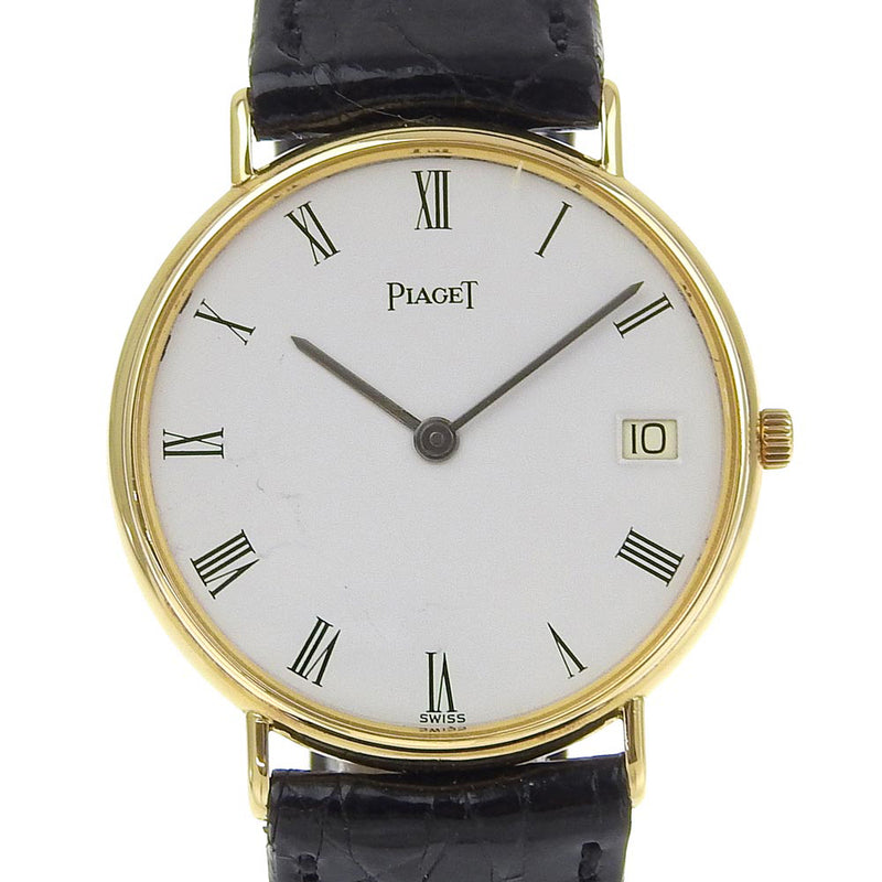 【PIAGET】ピアジェ
 腕時計
 cal.15P 15068 K18イエローゴールド×クロコダイル クオーツ アナログ表示 白文字盤 メンズB-ランク