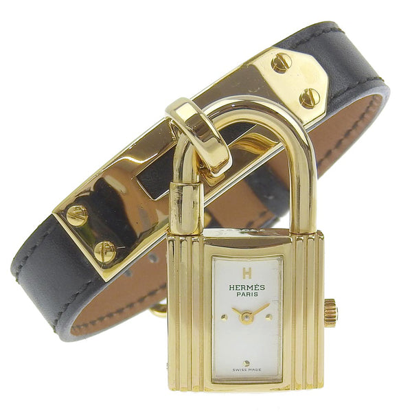 [Hermes] Hermes 
 Reloj Kelly Watch 
 Chapado dorado x pantalla analógica de cuero de cuero dial kelly watch damas