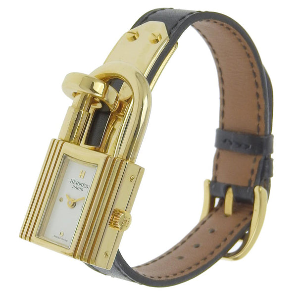 [Hermes] Hermes 
 Reloj Kelly Watch 
 Chapado dorado x pantalla analógica de cuero de cuero dial kelly watch damas