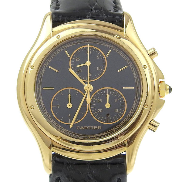 [Cartier] Cartier 
 Reloj de Cougar LM 
 Cal.212p W3500851 18KOro amarillo x cronógrafo de cuarzo de cocodrilo dial negro cougar lm boys a-rank