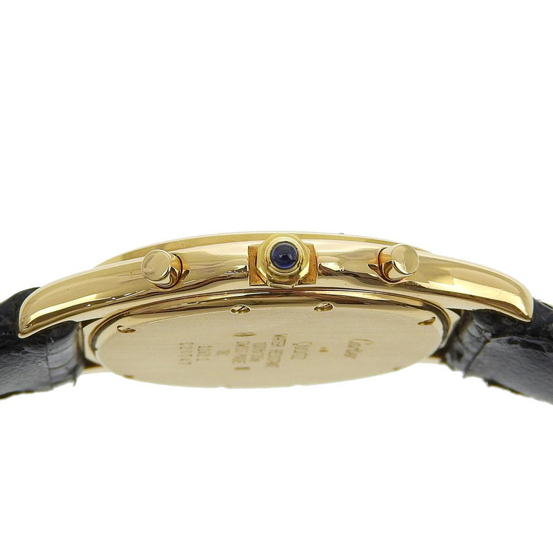 【CARTIER】カルティエ
 クーガーLM 腕時計
 cal.212P W3500851 K18イエローゴールド×クロコダイル クオーツ クロノグラフ 黒文字盤 Cougar LM ボーイズA-ランク